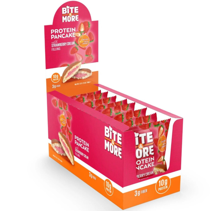Bite&More Çilekli Protein Pankek 50 Gr x 12 Adet  600 Gr