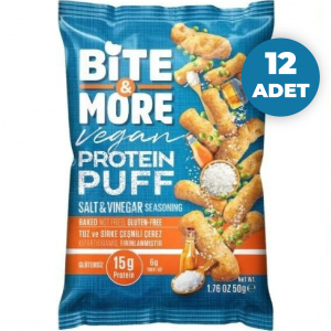 Bite&More Tuz ve Sirkeli Vegan Protein Puff 50 Gr  500 Gr