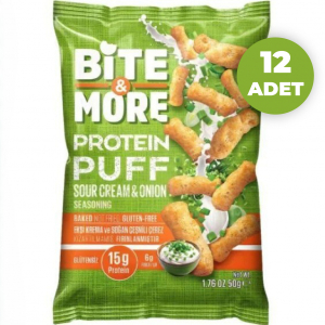 Bite&More Ekşi Krema ve Soğanlı Vegan Protein Puff 50 Gr  500 Gr