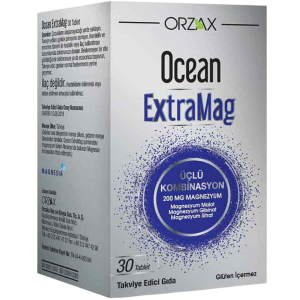 Ocean Orzax ExtraMag Üçlü Kombinasyon Aromasız 30 Tablet